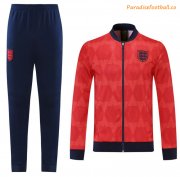 1990 England Retro Red Training Kits Jacket with Pants