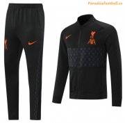 2021-22 Liverpool Black Tracksuits Training Jacket Kits with Trousers