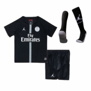 Kids PSG Jordan 2018-19 Third Away Black Soccer Whole Kit (Shirt + Shorts + Socks)