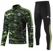 2022-23 Manchester United Black Green Training Kits Sweatshirt with Pants