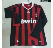 2011-12 AC Milan Retro Home Long Sleeve Soccer Jersey Shirt