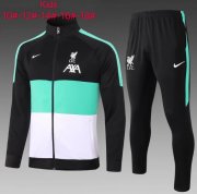 Kids 2020-21 Liverpool Black Green Jacket and Pants Training Kits
