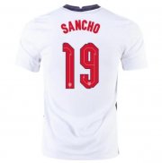 2020 EURO England Home White Soccer Jersey Shirt JADON SANCHO #19