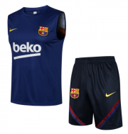 2021-22 Barcelona Blue Training Vest Kits Soccer Shirt with Shorts