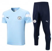 2022-23 Manchester City Blue Training Kits Shirt with Pants