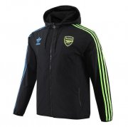 2023-24 Arsenal Black Windbreaker Trench Coat Jacket