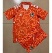 Kids 2022 FIFA World Cup Mexico Deep Orange Goalkeeper Soccer Kits Shirt with Shorts