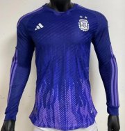2022 World Cup Argentina Long Sleeve Away Soccer Jersey Shirt Player Version