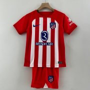 2023-24 Atletico Madrid Kids Home Soccer Kits Shirt With Shorts