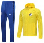 2020-21 Chelsea Yellow Hoodie Windbreaker Jacket Training Suits with Trousers