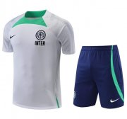 2022-23 Inter Milan White Green Training Kits Shirt with Shorts