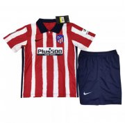 Kids 2020-21 Atletico Madrid Home Soccer Kits Shirt With Shorts
