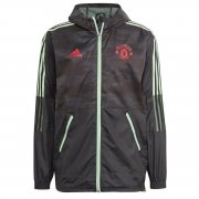 2021-22 Manchester United Black Grey Windbreaker Hoodie Jacket