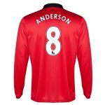 13-14 Manchester United #8 Anderson Home Long Sleeve Jersey Shirt