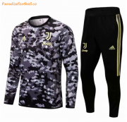 2021-22 Juventus Grey Black Training Kits Sweatshirt with Pants