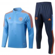 2022-23 Manchester United Blue Training Kits Sweatshirt with Pants