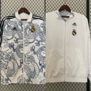 2023-24 Real Madrid Dragon White Reversible Trench Coat Jacket