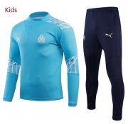 2020-21 Olympique Marseille Kids Blue Training Suits Youth Sweatshirt with Pants