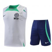 2022-23 Inter Milan White Green Training Vest Kits Shirt with Shorts