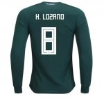 2018 World Cup Mexico #8 H.LOZANO Long Sleeve Home Soccer Jersey