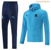 2021-22 Marseille Sky Blue Tracksuits Hoodie Jacket Training Kits With Pants
