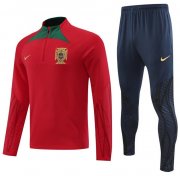 2022 FIFA World Cup Portugal Red Training Kits Sweatshirt with Pants