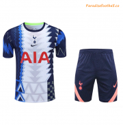 2021-22 Tottenham Hotspur White Blue Training Uniforms Shirt with Shorts