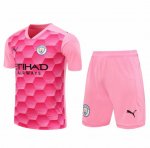 2020-21 Manchester City Pink Goalkeeper Soccer Jersey Kits (Shirt+Shorts)