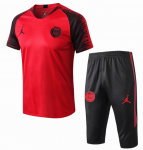 2018-19 PSG Air Jordan Red Stripe Short Sleeve Training Kits