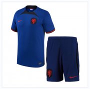 Kids Netherlands 2022 FIFA World Cup Away Soccer Kits Shirt With Shorts