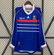 1998 France Retro Long Sleeve Home Soccer Jersey Shirt