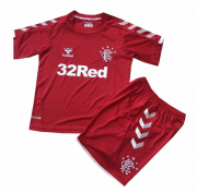 Kids Glasgow Rangers 2019-20 Away Red Soccer Shirt With Shorts