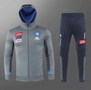 2020-21 Napoli Grey Hoodie Jacket Training Suits With Pants
