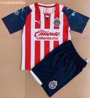 Kids Chivas Deportivo Guadalajara 2021/22 Home Soccer Kits Shirt With Shorts