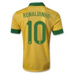 13/14 Brazil #10 RONALDINHO Yellow Home Jersey Shirt