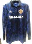 1992-93 Manchester United Retro Long Sleeve Away Soccer Jersey Shirt