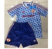 Kids Manchester United 1990-92 Retro Away Soccer Shirt With Shorts
