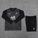 2020-21 PSG Black Long Sleeve Goalkeeper Soccer Jersey Kits (Shirt+Shorts)
