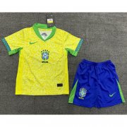 2024 Copa America Brazil Kids Home Soccer Kits Shirt with Shorts