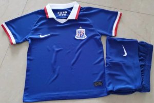 Kids Shanghai Greenland Shenhua 2020-21 Home Soccer Shirt With Shorts