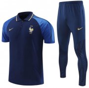 2022 FIFA World Cup France Navy Polo Kits Shirt + Pants