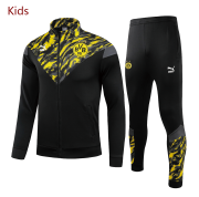 Kids 2021-22 Dortmund Black Yellow Training Suits Youth Jacket with Pants