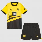 2023-24 Borussia Dortmund Kids Home Soccer Kits Shirt With Shorts
