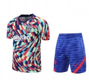 2021-22 Barcelona Camo Short Sleeve Training Kits Shirt + Shorts
