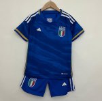 Kids/Youth Italy 2023-24 Italy Home Soccer Kits Shirt With Shorts