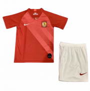 Kids Guangzhou Evergrand 2019-20 Home Soccer Shirt With Shorts