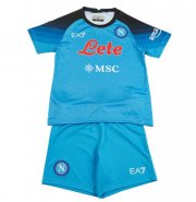 Kids Napoli 2022-23 Home Maglia Gara Soccer Kits Shirt With Shorts