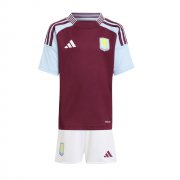 Kids Aston Villa FC 2024-25 Home Soccer Kits Shirt With Shorts