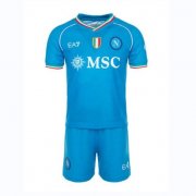 Kids Napoli 2023-24 Home Maglia Gara Soccer Kits Shirt With Shorts