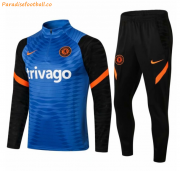 2021-22 Chelsea Blue Black Training Suits Sweatshirt with Pants